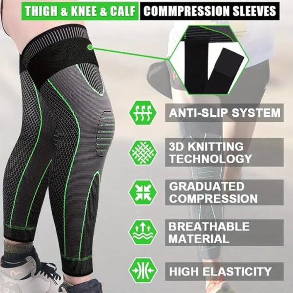 Fitness Compression FULL LEG Long Knee and calf Sleeve support for men - Image 3