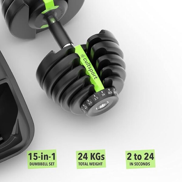 Cult Adjustable Dumbbells (Upto 24kg) for Men - Image 2