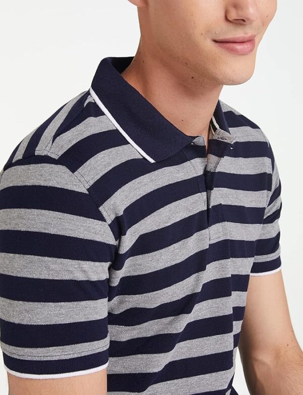 Men's Cotton Rich Striped Polo Tshirts - Image 4
